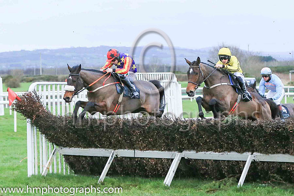 02nd Winged Leader and Mr B O'Neill ( 9 , blue, yellow stars ) Trainer - D M Christie , Owner - Miss Jennifer O'Kane  Samuel John Hegarty