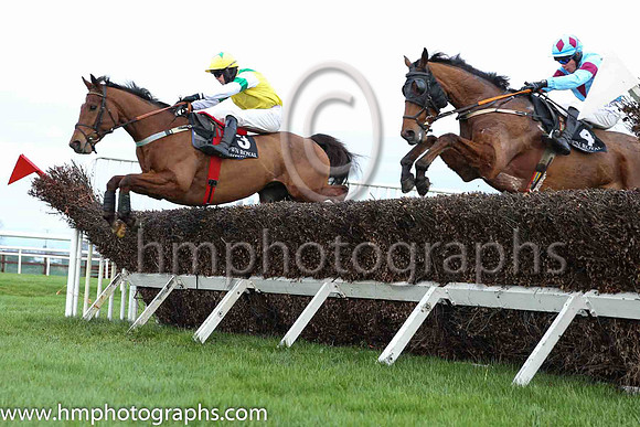 03rd Brawler and C J Orr ( 3 , yellow, blue epaulettes ) Trainer - Mrs D A Love , Owner - Railway View Stud Partnership