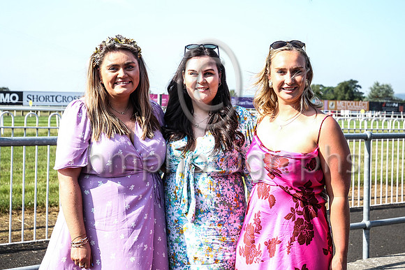 Susan Bates from Ballyclare, Ruth Megahey from Saintfield and Jenny Martin from Newtownards enjoying the sunshine at Down Royal on Saturday 23rd July 2021