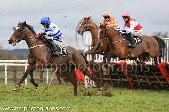 15th Ask The Leader and C J Orr3 ( 15 , blue  and white hoops ) Trainer - D M Christie , Owner - Kieran Mahon