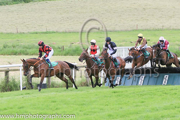 Race 3 Winner Hurricane Georgie ridden by Corey McGiven - coulours black, mauve panel number 1