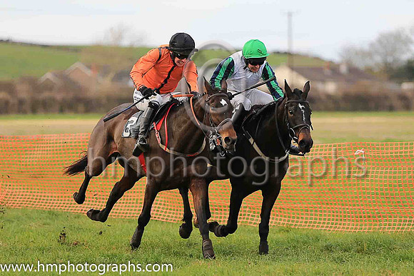 01st NICKEL and M J O'Hare ( 5 , WHITE; dark blue  emerald green striped sleeves; emerald green cap ) Trainer: J.G. Cosgrave,, Owner : Neville Reid