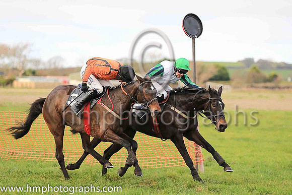 01st NICKEL and M J O'Hare ( 5 , WHITE; dark blue  emerald green striped sleeves; emerald green cap ) Trainer: J.G. Cosgrave,, Owner : Neville Reid