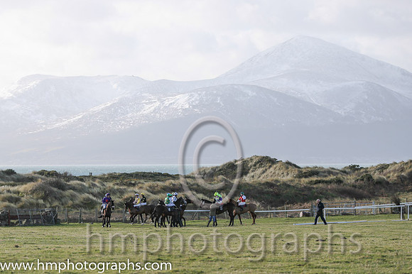 Point to Point at Tyrella in the shadow of the snow covered Mourne Mountains