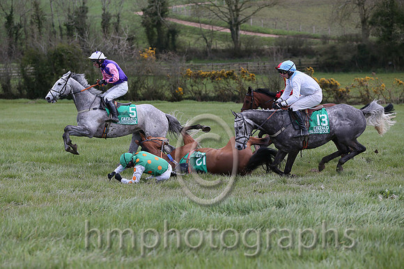 SECRET MAHLER and B O'Neill ( 12 , EMERALD GREEN,orange spots; white,orange spots sleeves; emerald green cap ) Trainer: Sean Thomas Doyle,, Owner : Syndicate Monbeg