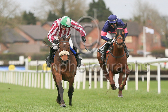 01st Me Too Please and Mr N McParlan3 ( 6 , maroon  and white stripes ) Trainer - A L T Moore , Owner - Mrs A L T Moore