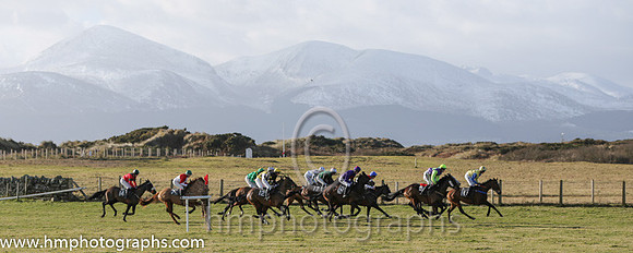 Point to Point at Tyrella in the shadow of the snow covered Mourne Mountains
