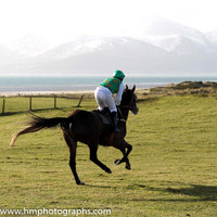 01 Monbeg Rose (4) & R James - Trainer : Donnchadh Doyle, Green, orange spots