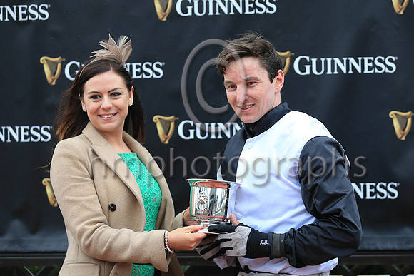 01st Bright Tomorrow and M J Bolger ( 1 , black and white hlvd ) Trainer - Mrs J Harrington , Owner - Michael Buckley.Presentatio by Katie Reid form Guinness