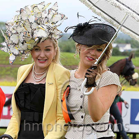 Louise Allen from Drogheda and Claudine Quinn from Newry competitors in the Best Dressed Competition at Down Royal. Claudine won the overall prize -FT8E5720-e