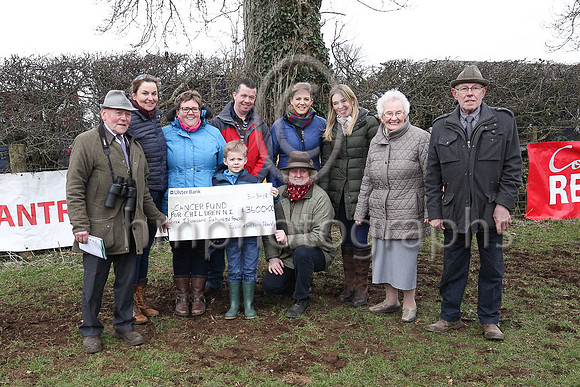 East Antrim Hunt raised £3,600 at a Charity Auction and Donation Draw for the Cancer Fund for Children Northern Ireland - l to r Roy Logan, Kerrie Knipe, Cathy Roundtree, Sarah Kinnear, Diane Gi