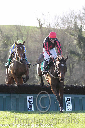 04 Beau Ballistic & R Loughran - 4th (1, royal blue and yellow stripes) & 03 Mighty Leader & A E Lynch - 3rd (3, black, red star) - FT8E1165-45