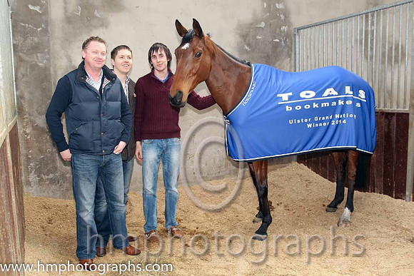 Colm McDonnell, with brothers Conor & Chris,  owner of Hidden Horizons winner of the Toals bookmakers Ulster Grand National at Downpatrick - CU2D1402-Edit-2