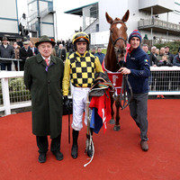 01st Melon and Ruby Walsh (2, yellow and black check) Trainer w P Mullins , Owner Mrs J Donnelly