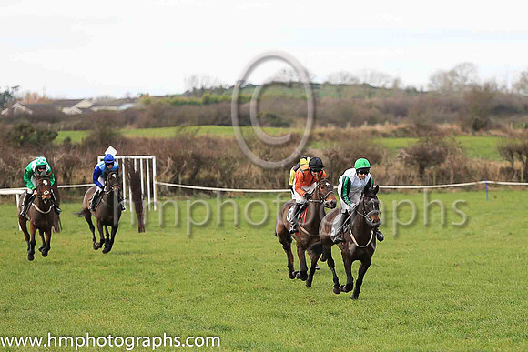 01st NICKEL and M J O'Hare ( 5 , WHITE; dark blue  emerald green striped sleeves; emerald green cap ) Trainer: J.G. Cosgrave,, Owner : Neville Reid