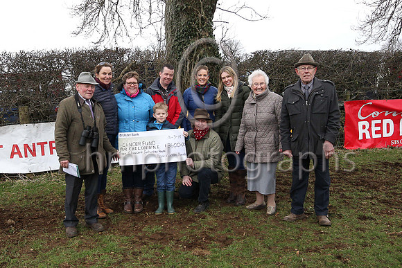 East Antrim Hunt raised £3,600 at a Charity Auction and Donation Draw for the Cancer Fund for Children Northern Ireland - l to r Roy Logan, Kerrie Knipe, Cathy Roundtree, Sarah Kinnear, Diane Gi