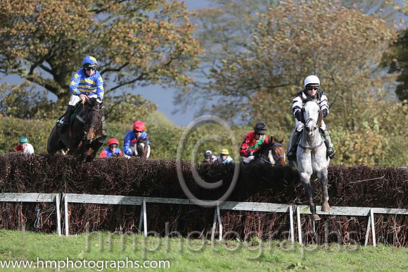 01 Hillview Lad and J J Codd - - 01st (10 ,blue, yellow chevrons ) Trainer - M O Quigley  09 PharaWayDante and R James - PU - 09th (13 ,white and black hoops ) Trainer - Jason Cairns