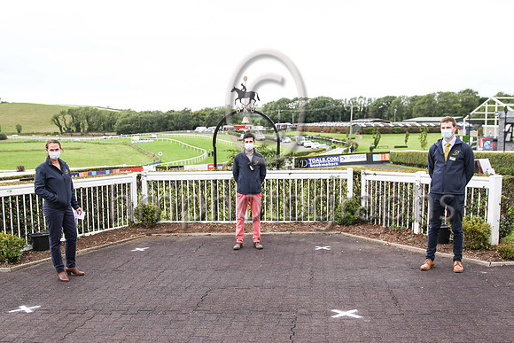 Downpatrick Racecourse Staff adhering to social distancing - Ruth Morrison, Phillip McClean and Ross Cunningham