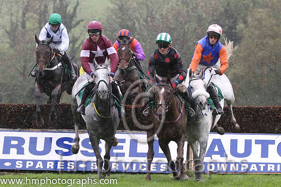 01 Ipsos Du Berlais & D N Russell - winner (3, maroon, white star) , 05 Barake Boy & J L Cullen - 5th (1, black, red spots) & 02 Ocean Bright & C D Maxwell - 2nd (9, royal blue, orange star) - FT8E904