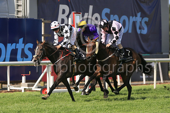 01st Wild Shot (3 black and white diamonds ) Jockey: Siobhan Rutledge5 , Trainer: John C McConnell