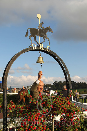 Brendan Sheridan Clerk of the Course rings the bell at Downpatrick Race Course