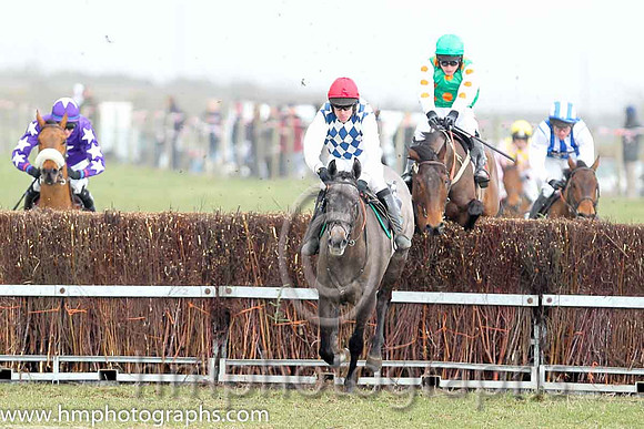 01st Fagan ( 1 )  Derek O'Connor - Trainer: I R Ferguson - navy and white diamonds