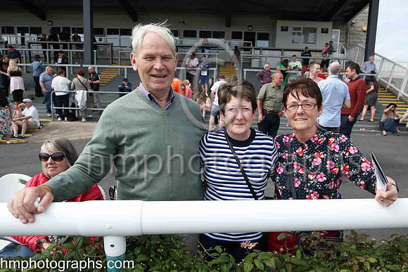 Michael and Mary Roache form Galway with Monica Mills fomr Kilkeel The Kingham family from Dromore - Lauren, baby Hugo, Alastair and Harry at The Family Fun Raceday at Downpatrick Race Course on Wedne
