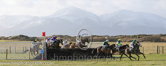 Point to Point at Tyrella in the shadow of the snow covered Mourne Mountains