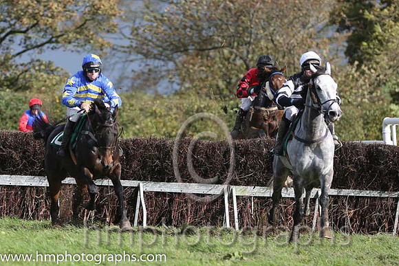 01 Hillview Lad and J J Codd - - 01st (10 ,blue, yellow chevrons ) Trainer - M O Quigley  09 PharaWayDante and R James - PU - 09th (13 ,white and black hoops ) Trainer - Jason Cairns