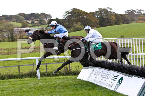 Baraka Boy leads, Jockey N J O'Shea - 4th & Karkari Winner , Jockey A P Crowe - Winner - CU2D9177-e