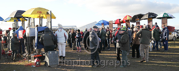 Late afternoon sunshine in the parade ring at East Down Hunt Point to Point at Tyrella