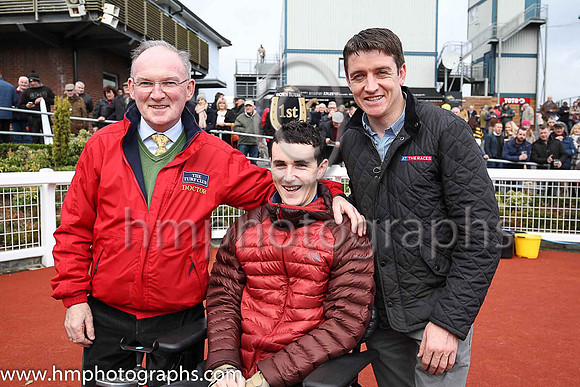 Turf Club Doctor Adrian McGoldrick, Jonjo Bright and Barry Geraghty at Down Royal