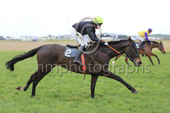 01st THE REAL SNOOPY and B O'Neill ( 2 , BLACK; green cap ) Trainer: Colin Bowe , Owner : Partnership Milestone Racing