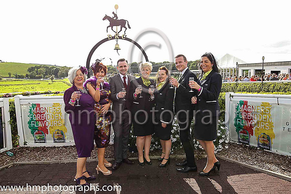 Marie Gallagher (2nd left) Md of Downe Travel sponsors of the thirs race and the Best Dressed Lady Competition at Downpatrick Ladies Day