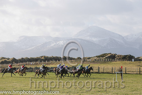 Point to Point at Tyrella in the shadow of the snow covered Mourne Mountains