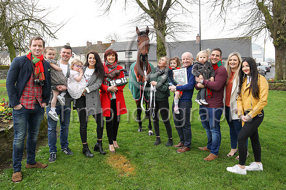 The family of the late Peggy Hagan owner of Balnaslow winner of the Randox Health Foxhunter Chase 2018 at the Aintree Grand National meeting - FT8E3391