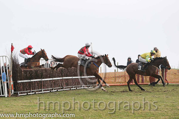 02nd Maple Mons ( 5 )  B O'Neill - Trainer: D M Christie - red, gren chevrons, white cap and 01st Butlergrove King ( 4 )  H D Dunne - Trainer: Michael Goff - green