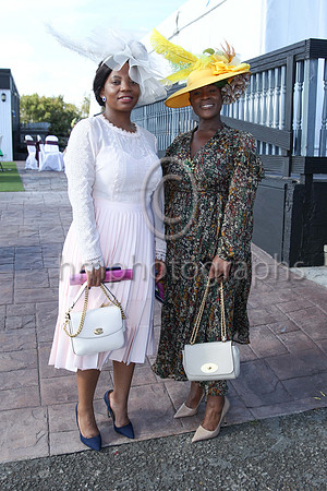 Thembie Hadebe and Percy Sikhosana from Belfast at the Downpatrick Racecourse Ladies Day on Monday