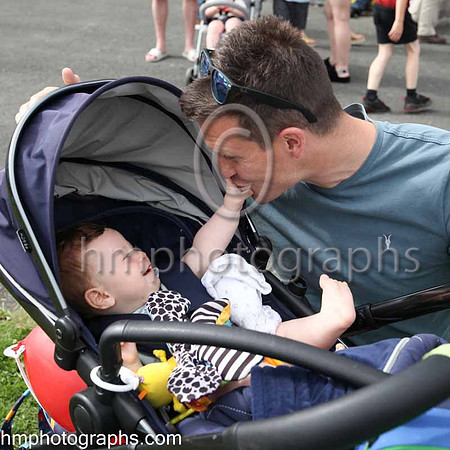Alastair Kingham form Dromore with baby Hugo at The Family Fun Raceday at Downpatrick Race Course on Wednesday 13th July 2022.