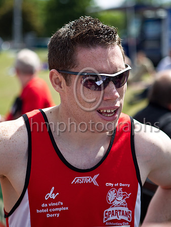 Jason Smith of City of Derry Spartans just after breaking the  NI 100m record in 10:32 seconds - FT8E0661-e3a4j