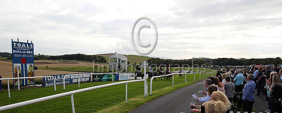 Spectators watch the last race at Downpatrick Races