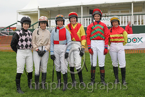 Riders in the Ladies Race - Ms L O'Neill, Ms S Oakes, Ms E A Lalor, Ms K Ferris, Ms S Larkin and Ms J M Cook