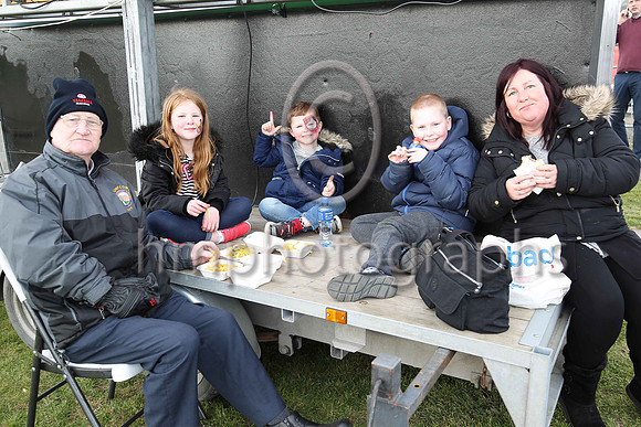 Picnic at Downpatrick Races - Grandfather Robert Andrews from Lisburn with his grandchildren Molly Graham, Josh Graham, Robbie Lavery and daughter Julie Graham at Downpatrick Races.