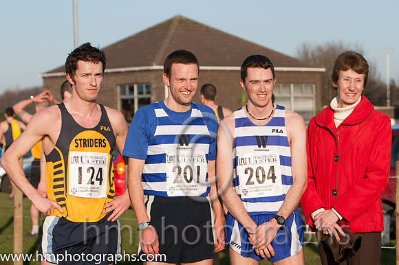 3 Paddy Hamilton (124 ) Annadale Striders 00:37:28  1 Brian Campbell (201 ) Willowfield T Harriers 00:36:58 , 2 Dean Fisher (204 ) Willowfield T Harriers 00:37:09