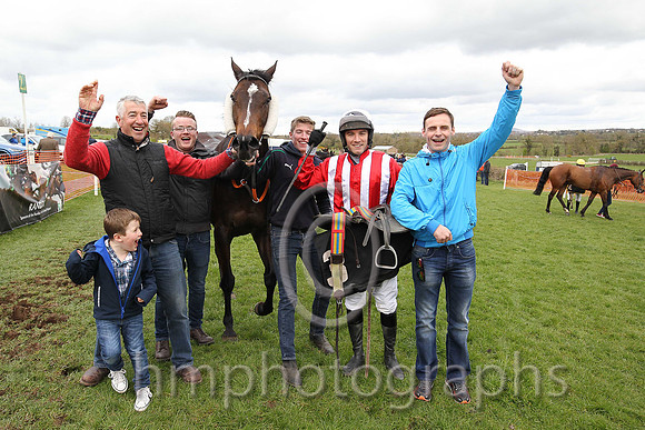 01st ANSEANACHAI CLISTE and M McConville ( 3 , RED  WHITE STRIPES; red, plain sleeves; white cap ) Trainer: Stephen McConville,, Owner : Michael McConville