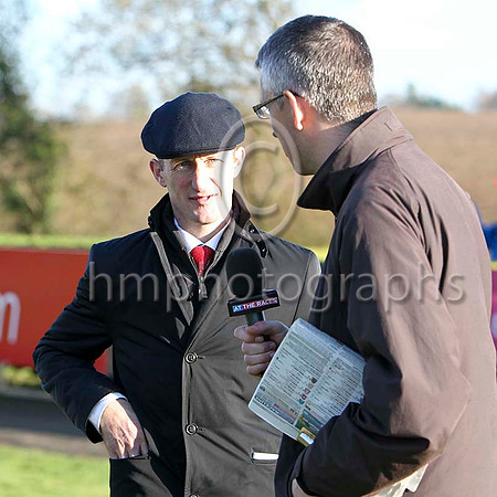 Trainer Colm A Murphy Trainer of winner Quito De La Roque being interviewed bu Gary O'Brien of At the Races TV -  FT8E7020-e