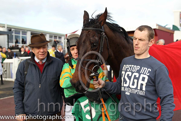 Race 3 1st - Jumptoconclusions (IRE) (5 ) Jockey: B J Geraghty - Trainer: E J O'Grady - green and orange hoops