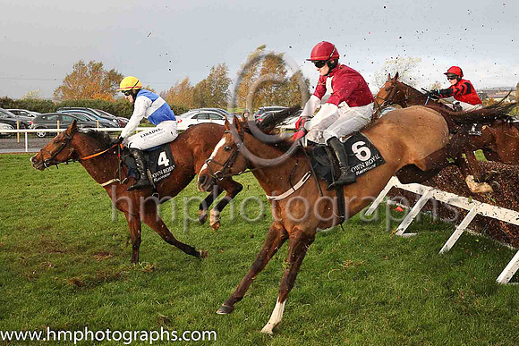 04th Howwoulduno and G N Fox ( 4 , blue, white band ) Trainer - L Lennon , Owner - Mrs P D McMullan