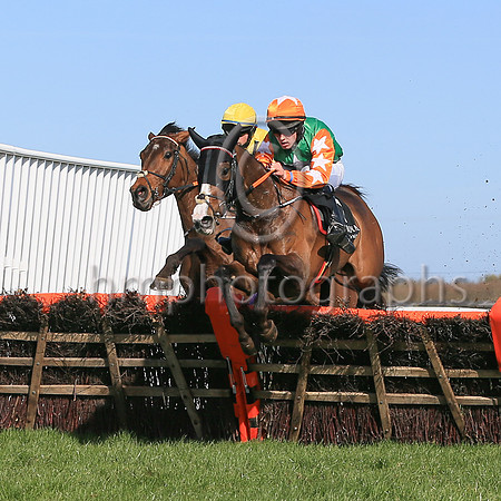 01st No Thanks   and D P Maxwell ( 7 , green, white star ) Trainer - M J Smith , Owner - Rory Doyle
