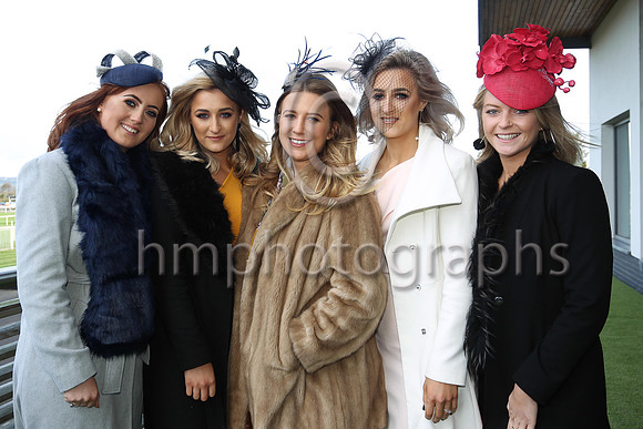 Reah Magee, Zara Price , Tori Dixon, Ashleen Heany and Tori Mills on a day out at the races at Down Royal